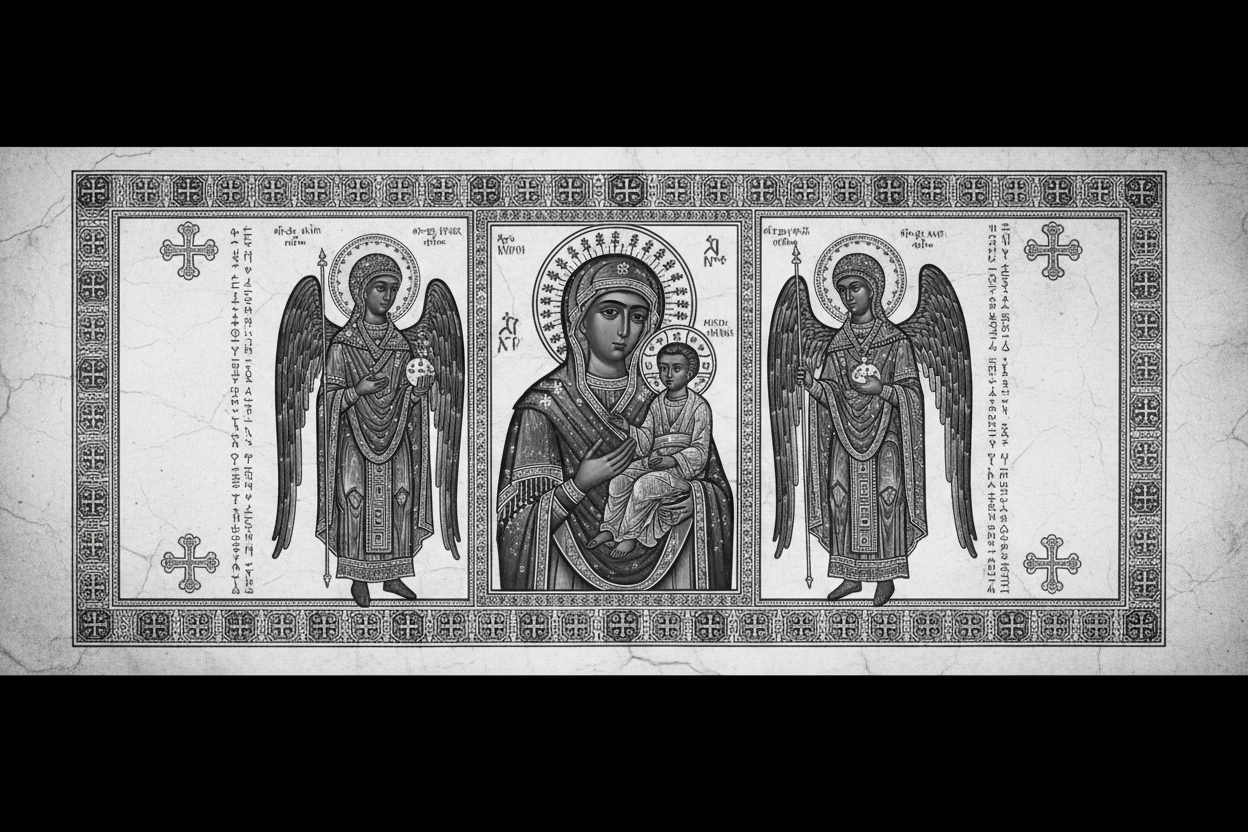 Ethiopian Orthodox Marian B&W Banner
